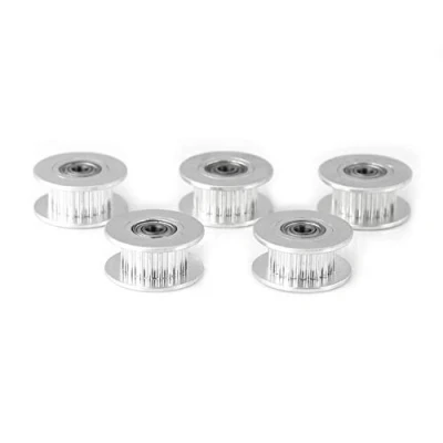 Image of Walfront 3D Printer Accessories, Pack of 5, 2GT Aluminium Timing Pulley, 3 mm / 5 Bore Wheel 16/20 Teeth or Toothless for Belt Width 6 10 (W6 mm, 20T, 3, Toothed)