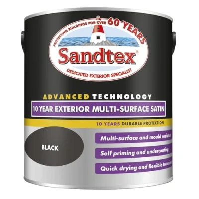 Image of Sandtex 10 Year Multi Surface Satin Paint 2.5l Black