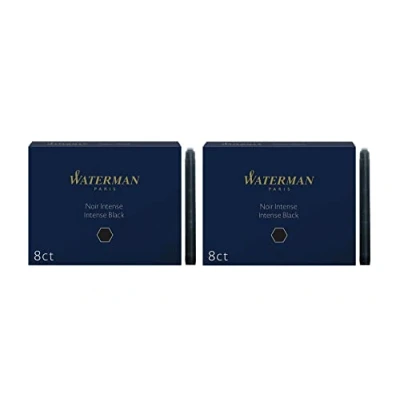 Image of Waterman Large Standard Ink Cartridges Permanent Black 2 x Box of 8