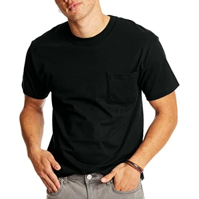 Image of Hanes Beefy T Men`s Pocket Shirt, 5190, 2XL, Black