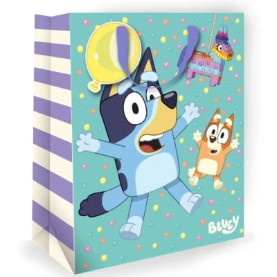 Image of Bluey Gift Bag, Perfect for Fans of The Australian Heeler Any Age, Birthday Officially Licenced and Responsibly Resourced, Size 33 x 26 13.5 cm, Multi Coloured