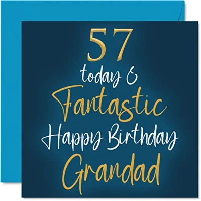 Image of Fantastic 57th Birthday Cards for Grandad 57 Today &amp; Happy Card from Grandson Granddaughter, Gifts, 145mm x Greeting