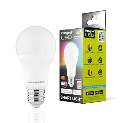 Image of Integral LED 4 Pack Smart GLS E27 Dimmable Colour Changing 2.4GHz WiFi Bulb Warm, Cool &amp; Daylight White 2700K 6500K, 806lm, 8.5W (60W Equivalent) App Controlled and Alexa Google Home Compatible