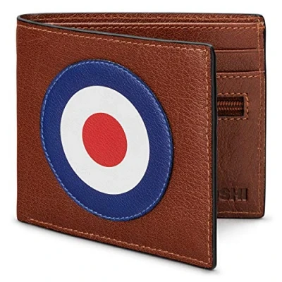 Image of Yoshi Mod Target Men&#039;s Leather Wallet, Genuine Brown RFID Blocking Slim Wallet for Men