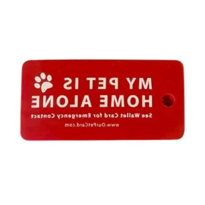 Image of Dog Cat are Home Alone Alert Card &amp; Key Tags with Contact Call Cards Pet Keychain