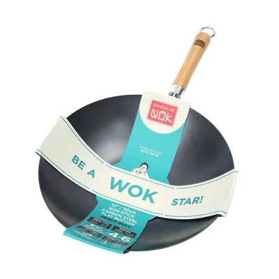 Image of School of Wok Star 12/30cm Non Stick Carbon Steel Heavy Duty