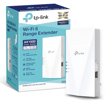 Image of TP Link AX1500 Dual Band Wi Fi 6 Range Extender Booster/Hotspot RE500X UK Play &amp; Plug (Renewed)