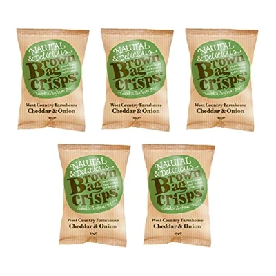 Image of Brown Bag Crisps West Country Farmhouse Cheddar &amp; Onion 40g (Pack of 5)