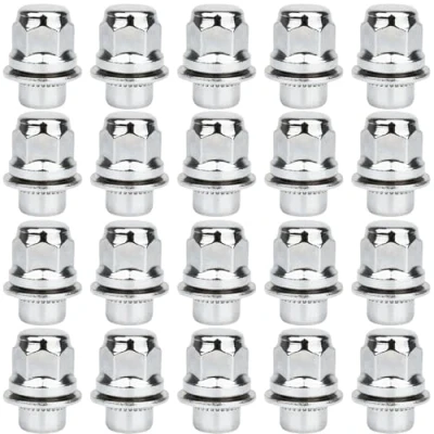 Image of GAsupply M12x1.5 Toyota Lexus Lug Nuts, 21mm Hex OEM Factory Style Chrome Mag Seat Wheel Nuts with Washer for 4Runner Camry Highlander Prius Sienna CT200h HS250h GS450h Set of 20PCS