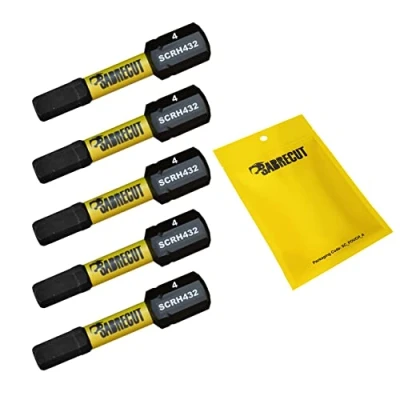 Image of 5 x SabreCut SCRH432_5 32mm H4 Hex Magnetic Impact Screwdriver Driver Bits Set Single Ended Heavy Duty Compatible with Dewalt Milwaukee Bosch Makita and Others