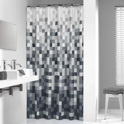 Image of Sealskin Pixel Shower Curtain, Polyester, Black, 180 x 200 cm