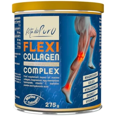 Image of Flexi Collagen Estado Puro Reinforced Hydrolysed Marine Powder with Magnesium and Hyaluronic Acid, Silicon, Egg Membrane Vitamin C PEPTAN for Joints 275g