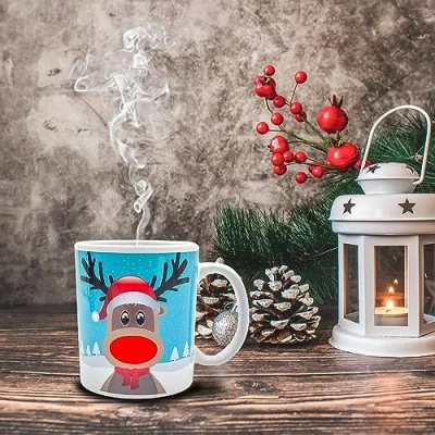 Image of Mad Monkey Reindeer Mug with Colour Changing Magic Coffee Cup