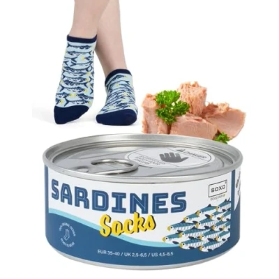 Image of soxo Angler Socks Men Funny Women Gifts Mens Cotton Sock Funky Ladies Gift Men&#039;s Presents Fish 2.5 6.5 Sardines Women&#039;s