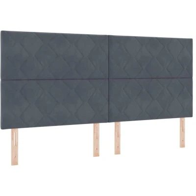 Image of vidaXL Box Spring Bed with Mattress Dark Grey 200x200 cm Velvet