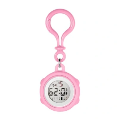 Image of JewelryWe Digital Clip On Watch: Silicone Cover Carabiner Watches Backpack Buckle Belt Fob Watch for Rock Climbing Doctors Nurses Chefs Students