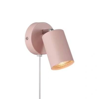 Image of Nordlux Explore wall spotlight with cable and plug, GU10, rosé