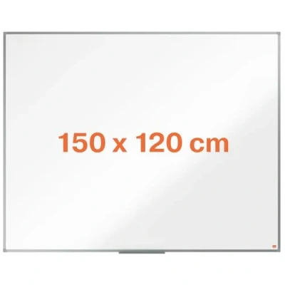 Image of Nobo Steel Magnetic Whiteboard, 1500 x 1200mm, Aluminium Trim, Corner Wall Mounting, Includes Whiteboard Pen Tray, Essence Range, 150 120cm, White, 1915487