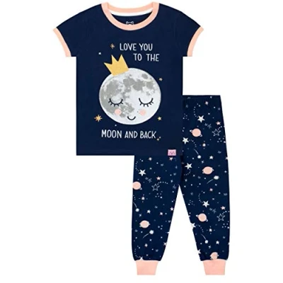 Image of Harry Bear Girls Moon Pyjamas Snuggle Fit Blue Age 8 to 9 Years