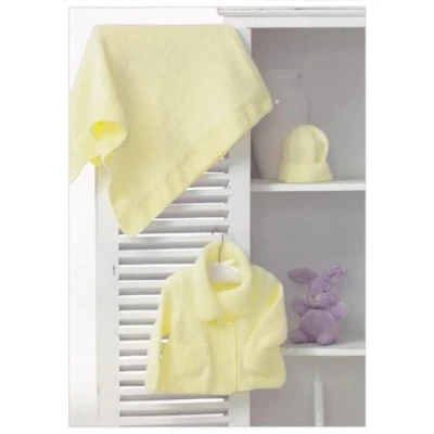 Image of Baby Double Knitting DK Pattern for Long Sleeved Jacket Hat &amp; Blanket (UKHKA 107)