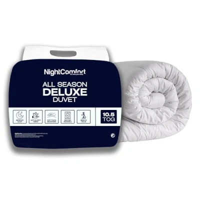 Image of Night Comfort All Season Deluxe Feels Like Down Anti Allergy 10.5 Tog Duvet 100% Microfibre Cover Filled with Thick Ultra Bounce Hollowfibre Quilt, Single