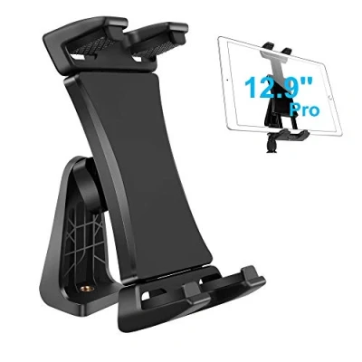 Image of iPad Tripod Mount Adapter 360 Degree Rotatable Universal Tablet Clamp Holder for Pro 12.9 11 10.5, Air Mini, Surface Tab, Galaxy Tab and 3.5 to 13.5in Phone Tablet, Tripod, Monopod