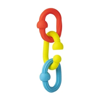 Image of Fat Brain Toys Little Brainies Plip Grips Colourful Silicone Rings with Varied Textures That Link Together and Pop Apart Teething for Baby Sensory