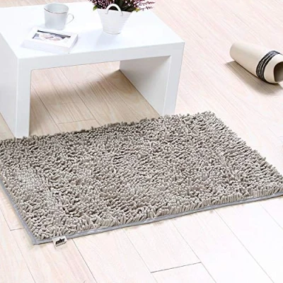 Image of ele ELEOPTION Soft Shag Bath Mat Rug Kitchen Door Way Feet Anti slip Strip Absorbent Doormat Bathroom Shower Rugs Shaggy Carpet (45 * 70 CM) (Gray)
