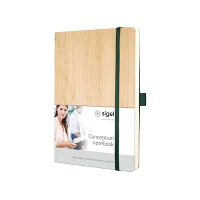 Image of SIGEL CO671 Premium Notebook dotted, A5, real bamboo softcover, Beige Conceptum