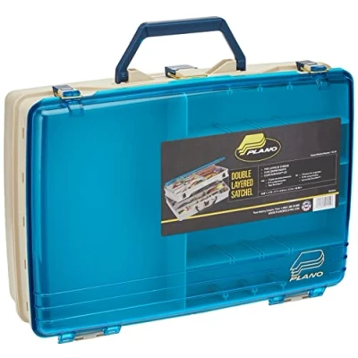 Image of PLANO Two Tier Satchel,Double Sided tackle box, fishing Equipment Storage compact satchel, perfect to store Lures, Hardbaits, Softbaits other