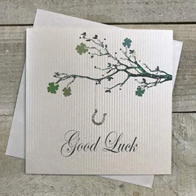 Image of WHITE COTTON CARDS Good Luck Handmade Card, PD84