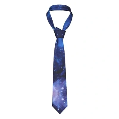 Image of Men&#039;S Tie Blue Galaxy Print Woven Casual Necktie Slim Formal For Business Wedding