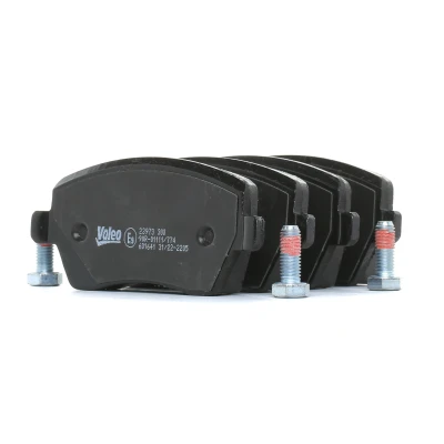 Image of 410604076R Brake pad set VALEO 601641 Front Axle with bolts/screws, anti squeak plate RENAULT: Clio 3, MEGANE 3 Coupe, 4, NISSAN: MICRA