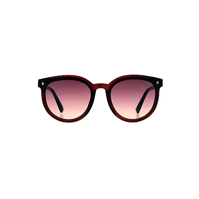 Image of French Connection Womens Oversized Round Sunglasses Dark Wine Burgundy