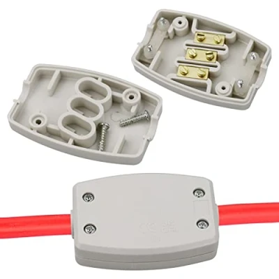 Image of 2 PCS 3 Terminal Electrical Junction Box Flex Connector Grey 250v 13Amp Cable Joiner Erminal in line Connect for Outdoor Power and Automotive Wiring