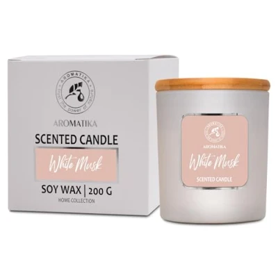 Image of Scented Candle White Musk 200g Soy Wax Home Aromatherapy Air Freshener Gift Idea for Christmas Birthday
