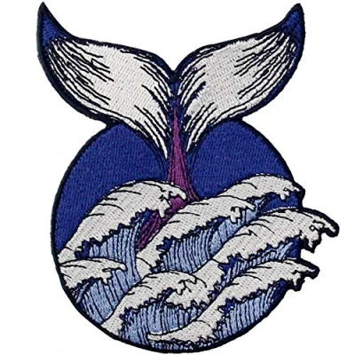 Image of Whale Tail in The Wave Patch Embroidered Badge Iron On Sew Emblem