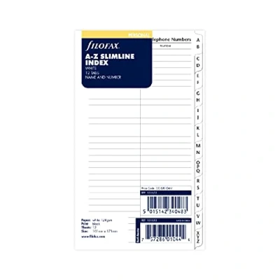 Image of Personal A Z slim index white name &amp; tel
