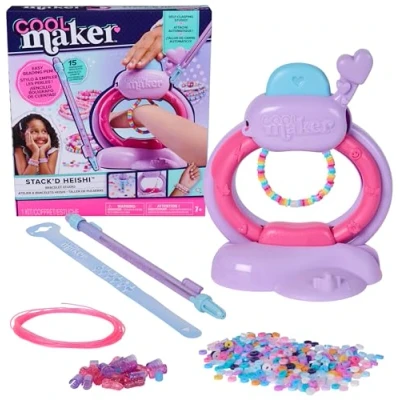 Image of Cool MAKER, Stack’d Heishi Studio Bracelet Making Kit with Easy Beading Pen &amp; over 1200 Beads for Bracelets, Makes 15, Arts and Crafts Kids Toys Girls Ages 7 up