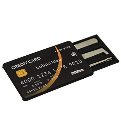 Image of Loboo Idea Credit Card Lock Picking Tool Kit, Locksmith Tools Pick for Training Practice, Beginner, (Black)