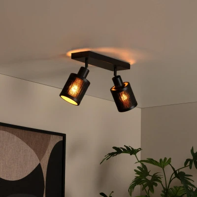 Image of Lucide Tagalog downlight made of bamboo, 2 bulb