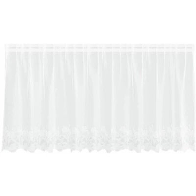 Image of Lace Curtain with Curtains Floral White 300 x 80 cm Polyester Vidaxl