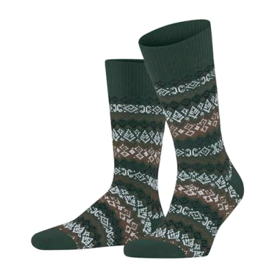 Image of FALKE Men&#039;s Aspen M SO Wool Cashmere Patterned 1 Pair Socks, Green (Hunter 7441), 5.5 8