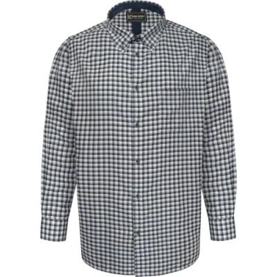 Image of KAM Gingham Check Shirt Long Sleeve Button Down Casual Mens Plus Size 6302LS (UK, Alpha, 5XL, Plus, Regular, Blue)