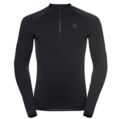 Image of odlo Men Functional long sleeve shirt with zipper PERFORMANCE WARM ECO, black new graphite grey, XL