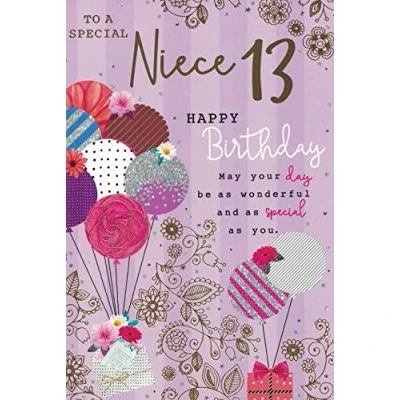 Image of NIECE 13TH BIRTHDAY CARD. MODERN DESIGN 9 X 6 INCHES