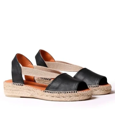 Image of Toni Pons Women&#039;s Leather Espadrille ETNA Black, 4 UK 37 EU