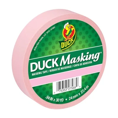 Image of Duck Tape Light Pink Masking 24mm x 27.4m for Crafting, Decorating, Labelling