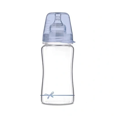 Image of LOVI Anti Colic Baby Feeding Glass Bottle with Dynamic Teat 250 ml Super Air Vent System Protects The Sucking Reflex Shower Boy Collection