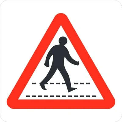 Image of Seco Pedestrian Crossing Pictogram Traffic Sign, 450mm x 3mm Aluminium Composite